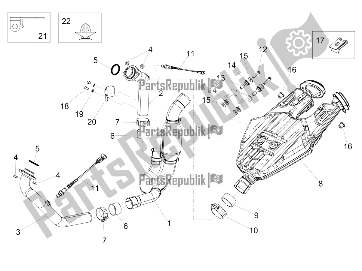 All parts for the Exhaust Pipe of the Aprilia Shiver 900 ABS Apac 2020