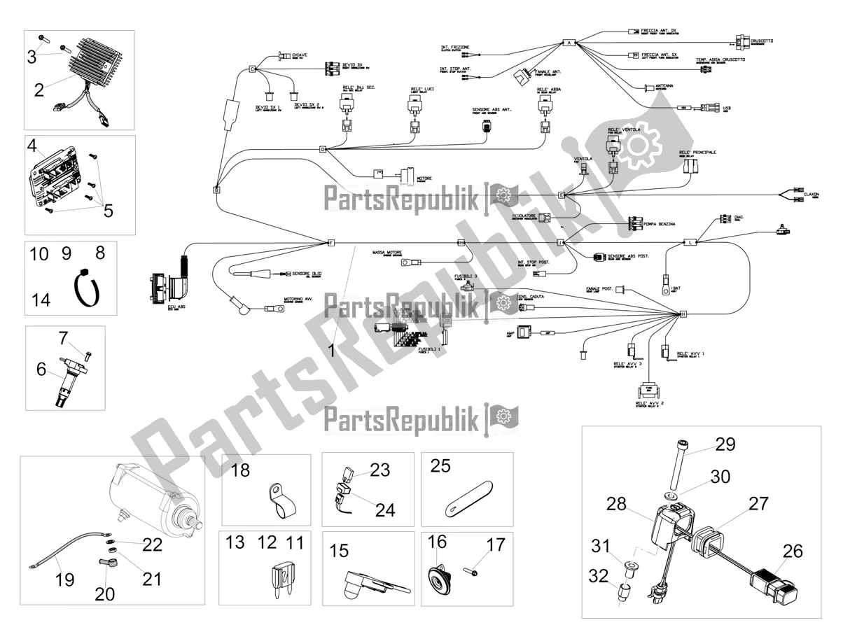 Todas las partes para Sistema Eléctrico Frontal de Aprilia Shiver 900 ABS Apac 2020