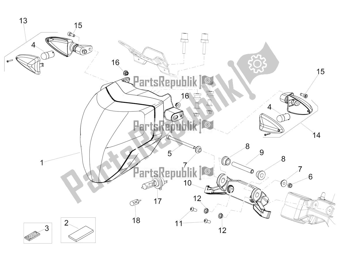 Alle onderdelen voor de Voorlichten van de Aprilia Shiver 900 ABS Apac 2020