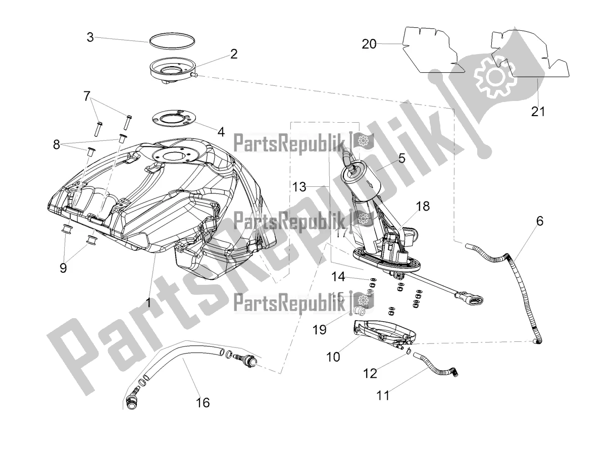 Alle onderdelen voor de Benzinetank van de Aprilia Shiver 900 ABS Apac 2020