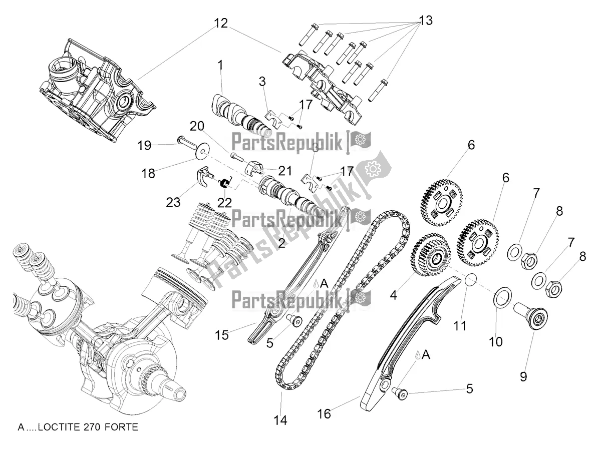 Alle onderdelen voor de Achterste Cilinder Timing Systeem van de Aprilia Shiver 900 ABS Apac 2020