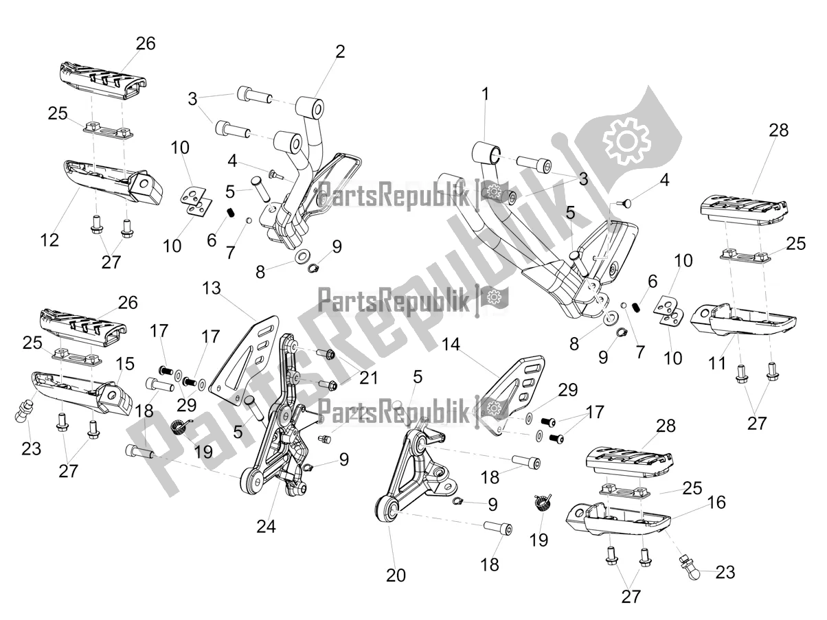 All parts for the Foot Rests of the Aprilia Shiver 900 ABS Apac 2021