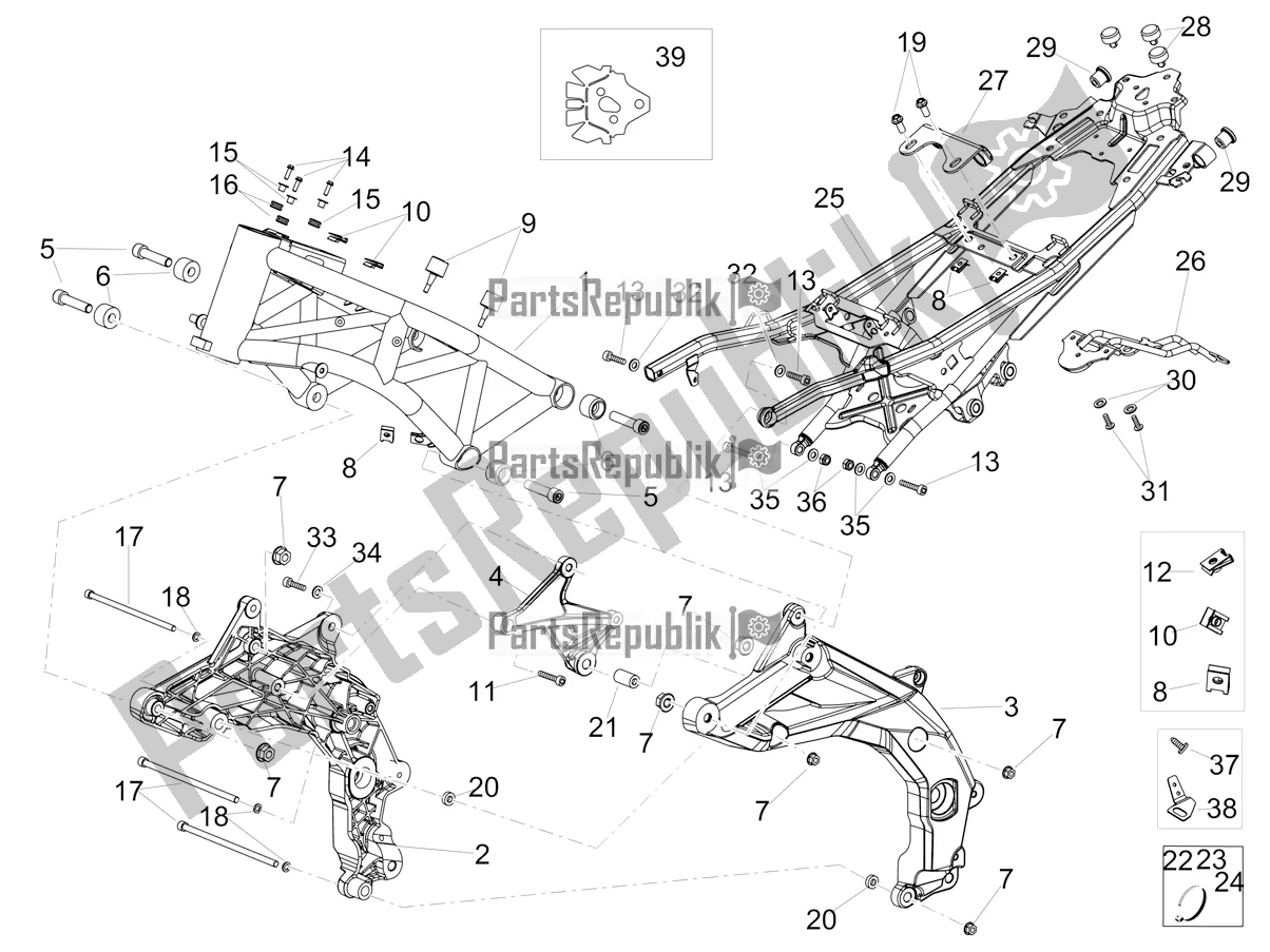 Todas as partes de Quadro, Armação do Aprilia Shiver 900 ABS Apac 2021