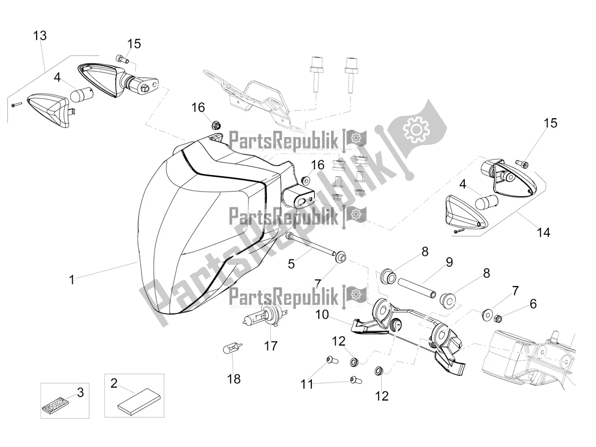 Alle onderdelen voor de Voorlichten van de Aprilia Shiver 900 ABS Apac 2021