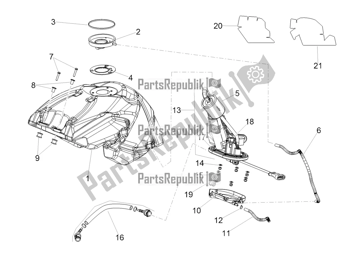 Alle onderdelen voor de Benzinetank van de Aprilia Shiver 900 ABS Apac 2021