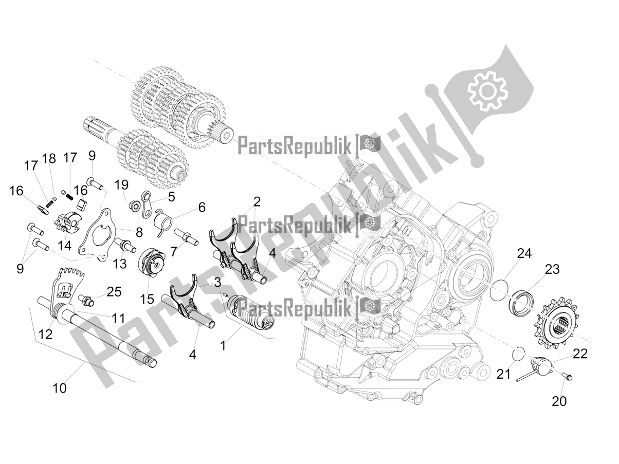 Alle onderdelen voor de Versnellingsbak / Keuzeschakelaar / Schakelnok van de Aprilia Shiver 900 ABS Apac 2021
