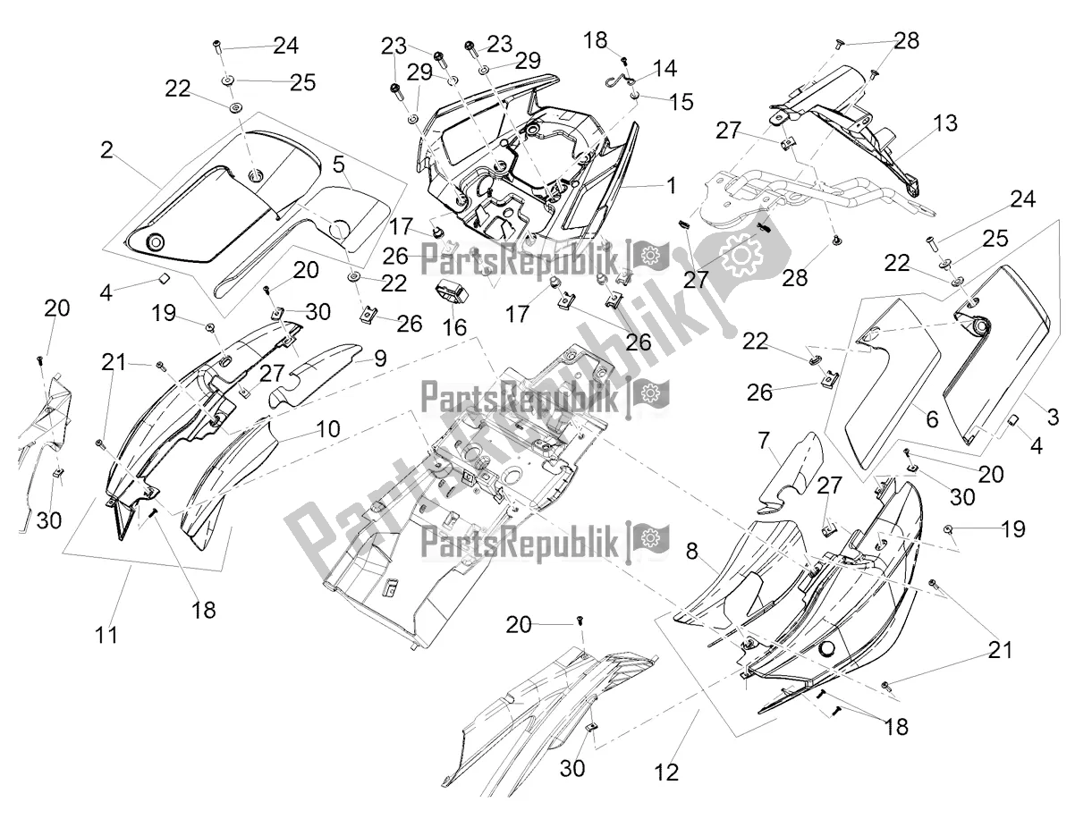 Alle onderdelen voor de Achterlichaam van de Aprilia Shiver 900 ABS Apac 2021