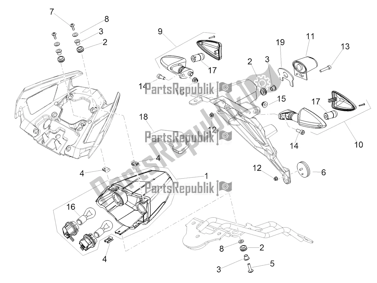 All parts for the Rear Lights of the Aprilia Shiver 900 ABS Apac 2021