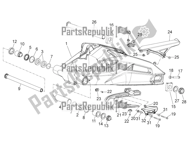 All parts for the Swing Arm of the Aprilia Shiver 900 ABS Apac 2021