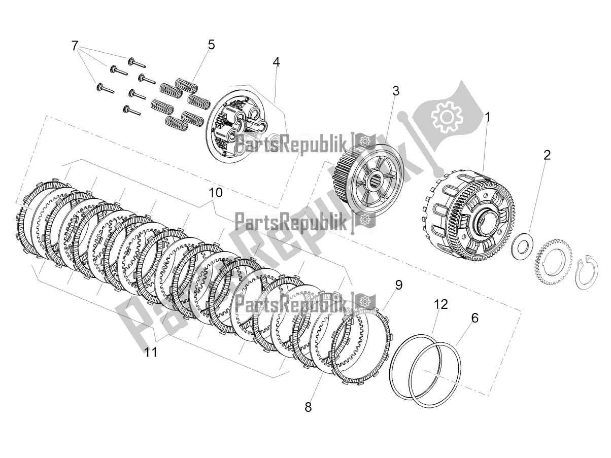 All parts for the Clutch of the Aprilia Shiver 900 ABS USA 2019