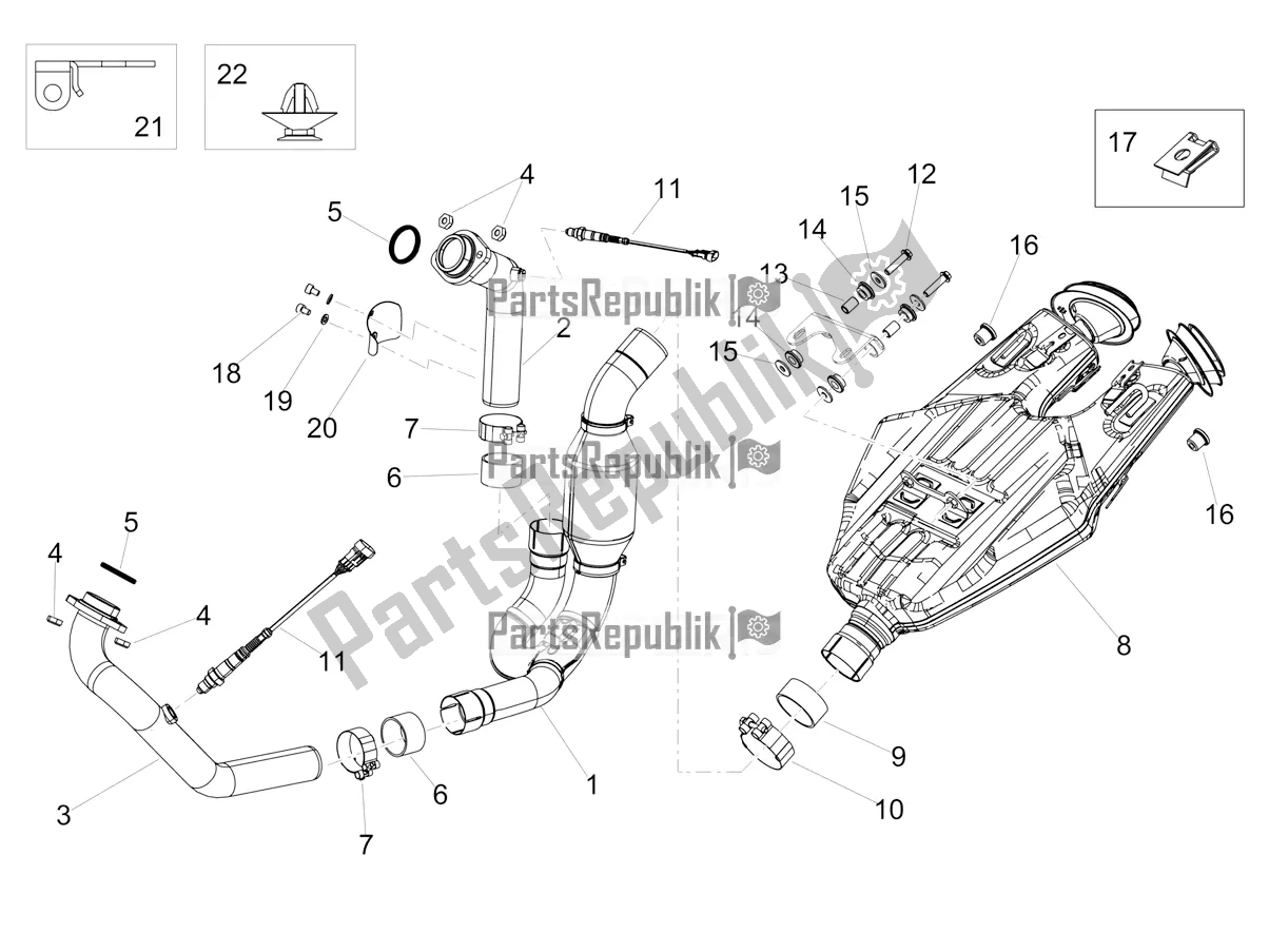 Alle onderdelen voor de Uitlaat van de Aprilia Shiver 900 ABS USA 2019