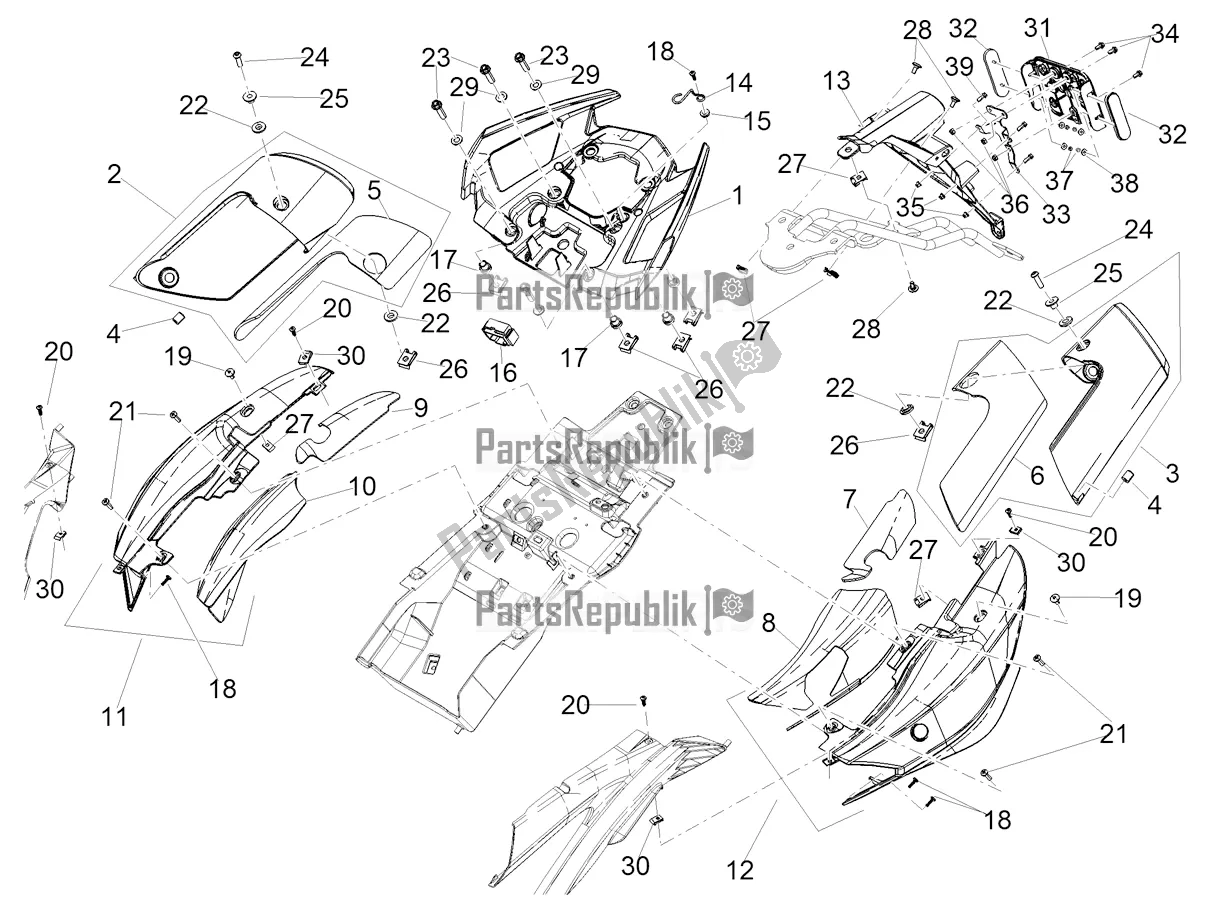 Alle Teile für das Hintere Karosserie des Aprilia Shiver 900 ABS USA 2019