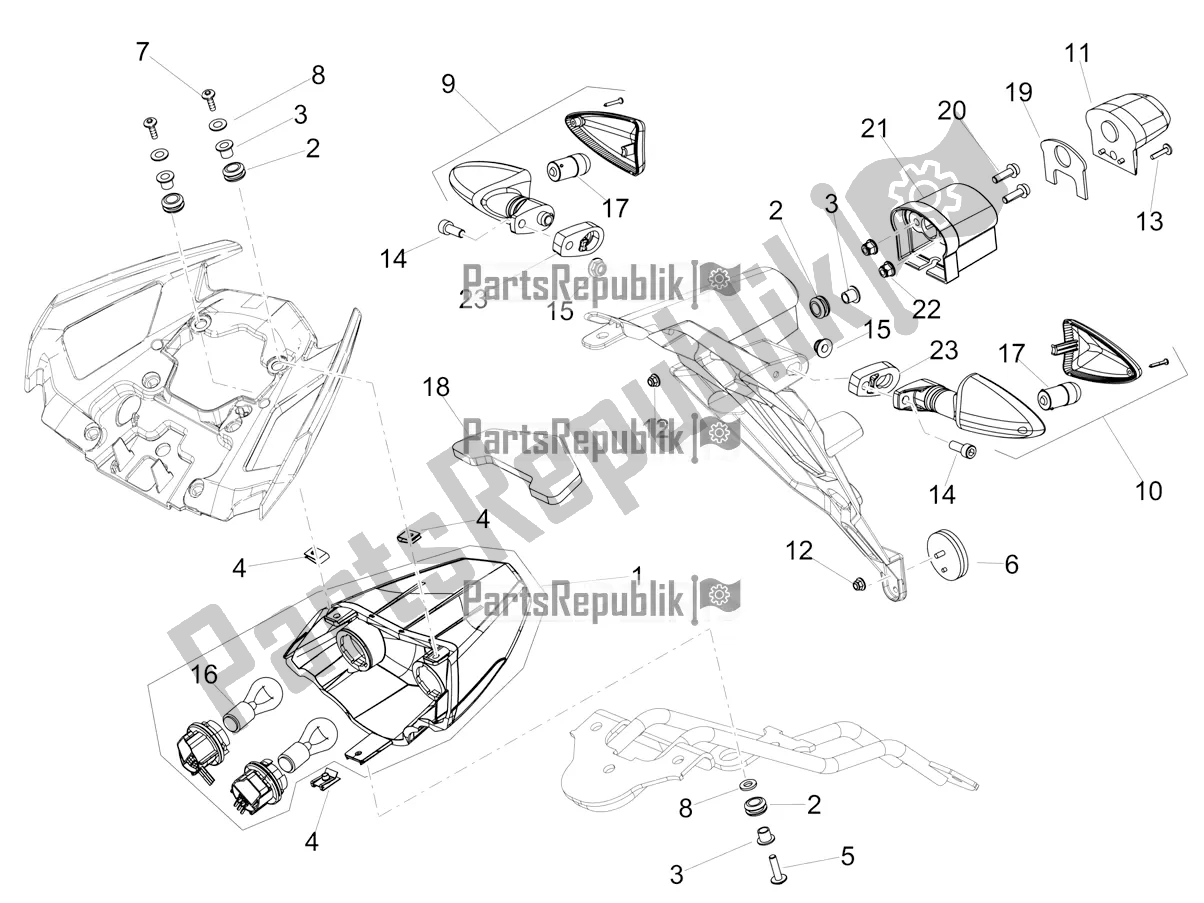 Alle onderdelen voor de Achterlichten van de Aprilia Shiver 900 ABS USA 2019
