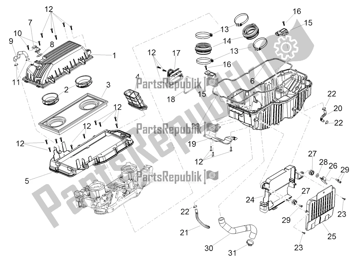 Tutte le parti per il Air Box del Aprilia Shiver 900 ABS USA 2020