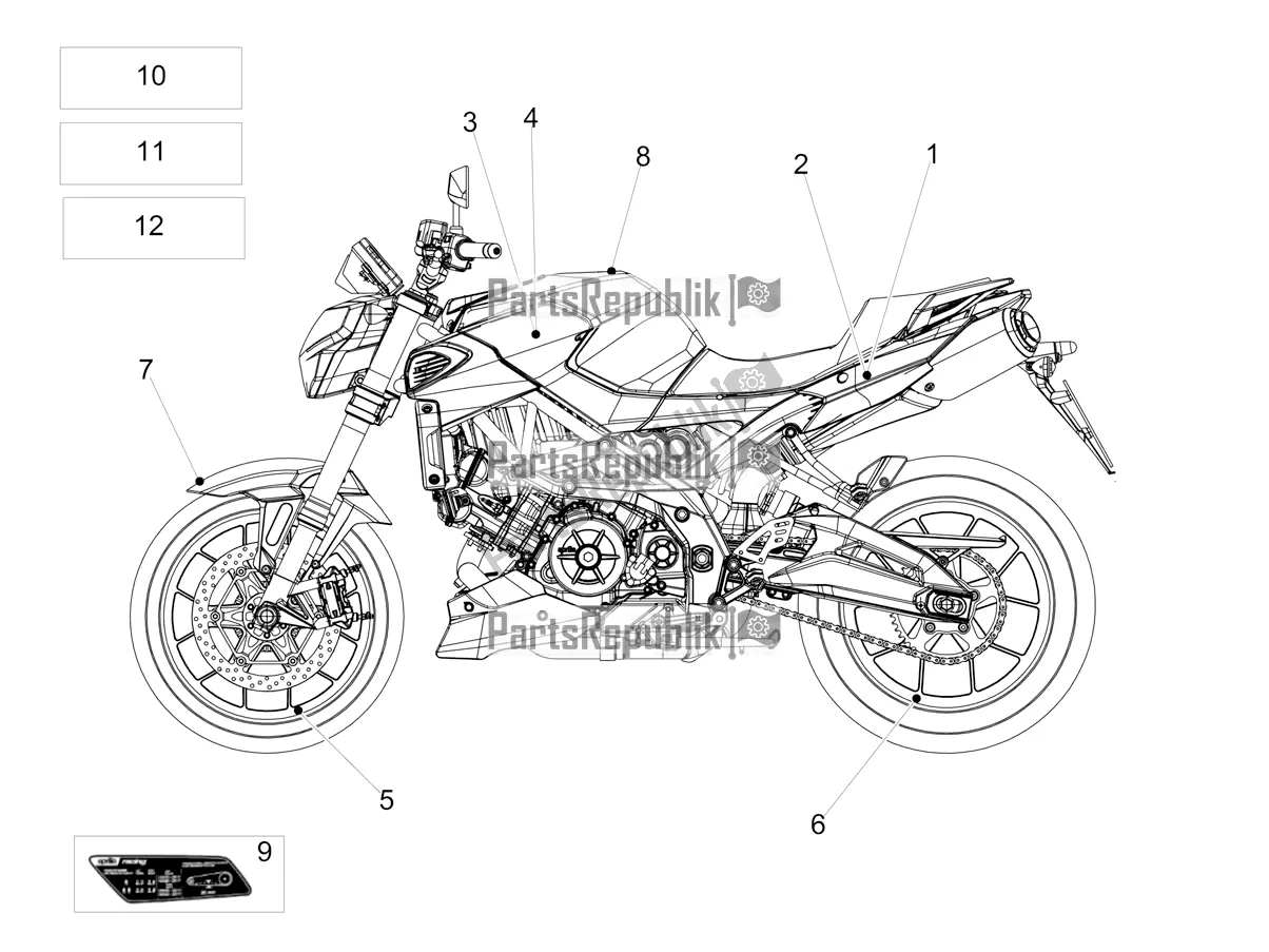All parts for the Decal of the Aprilia Shiver 900 ABS USA 2020