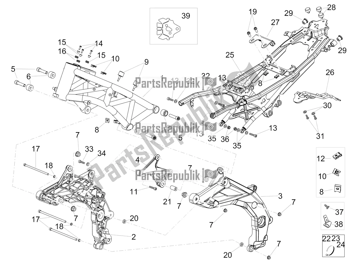Todas as partes de Quadro, Armação do Aprilia Shiver 900 ABS USA 2020
