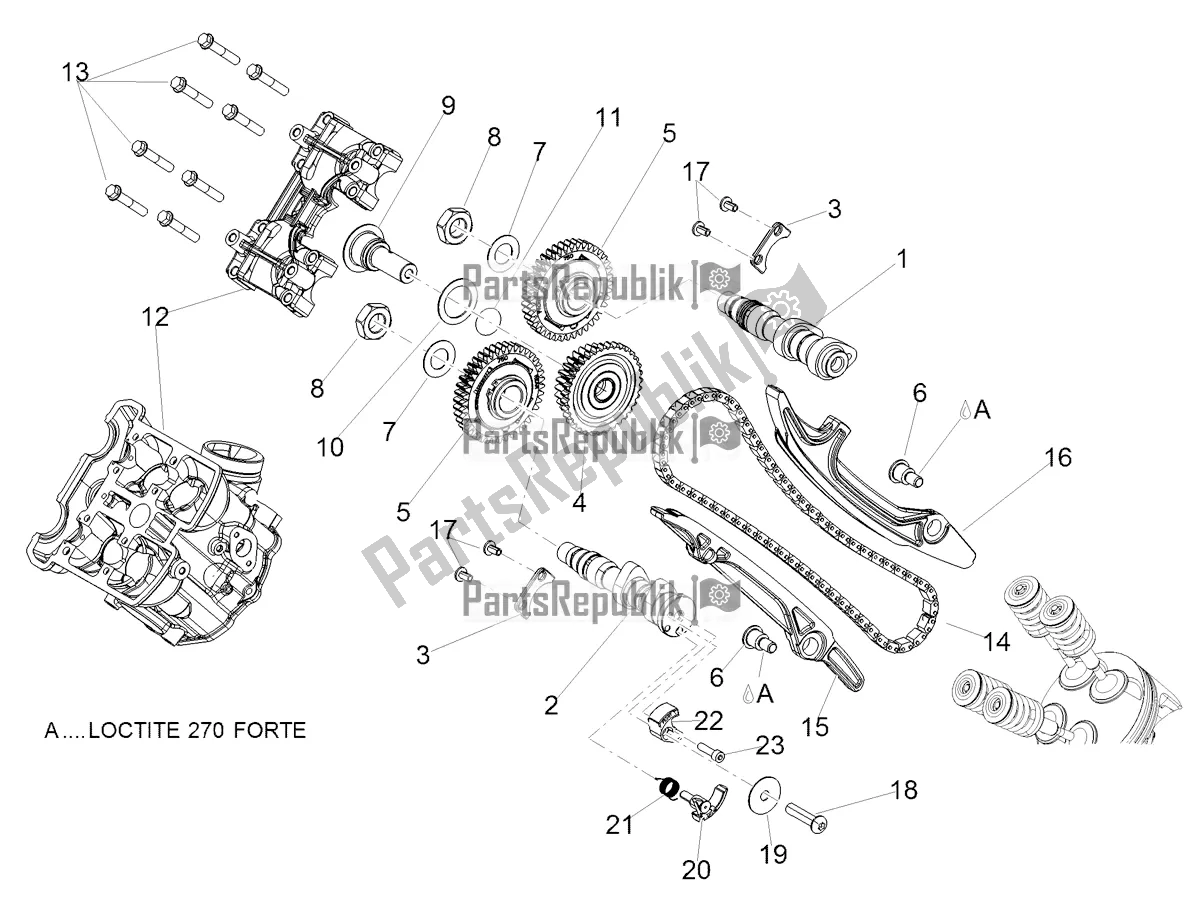 Todas as partes de Sistema De Cronometragem Do Cilindro Dianteiro do Aprilia Shiver 900 ABS USA 2020