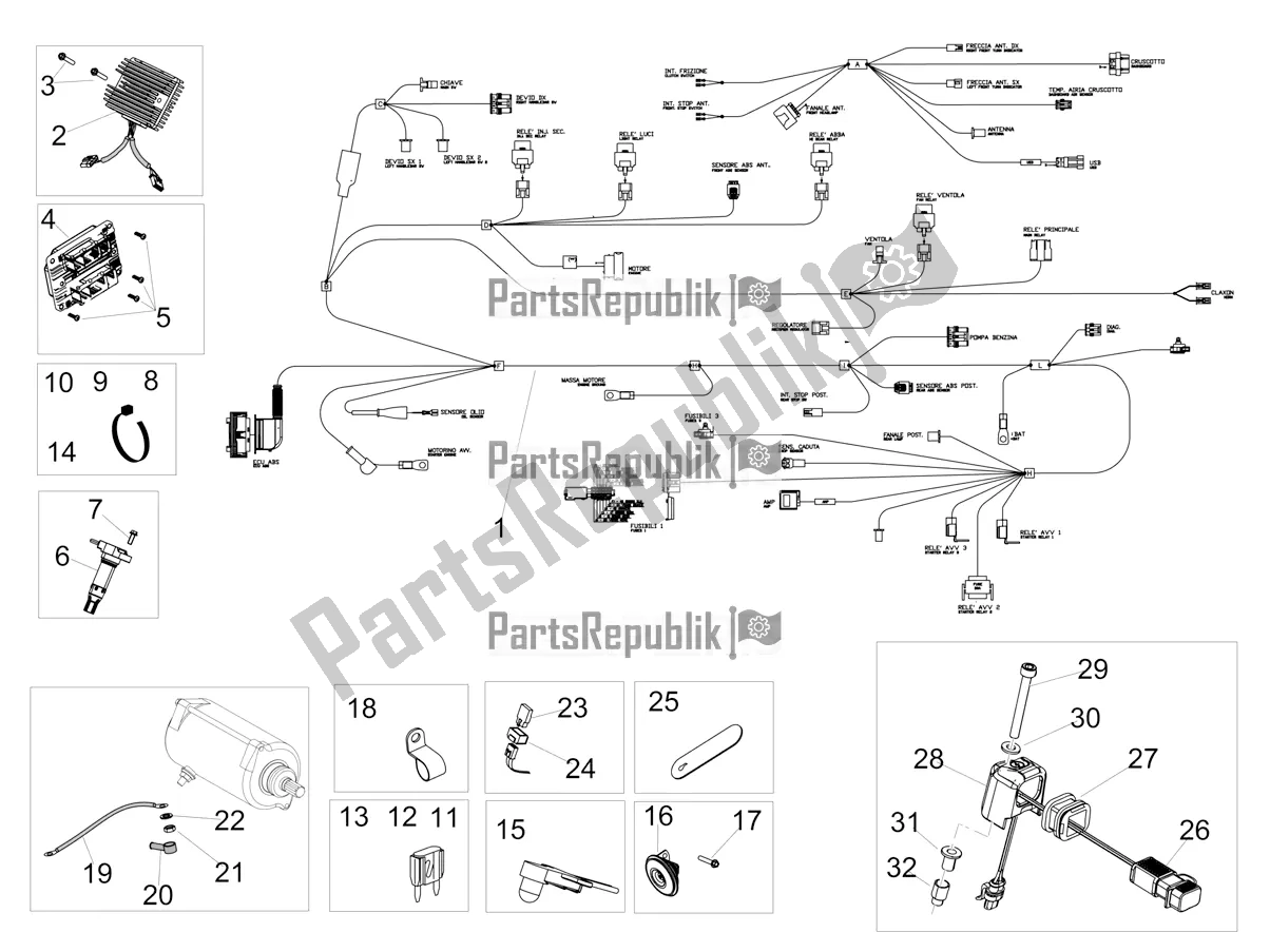 Todas las partes para Sistema Eléctrico Frontal de Aprilia Shiver 900 ABS USA 2020
