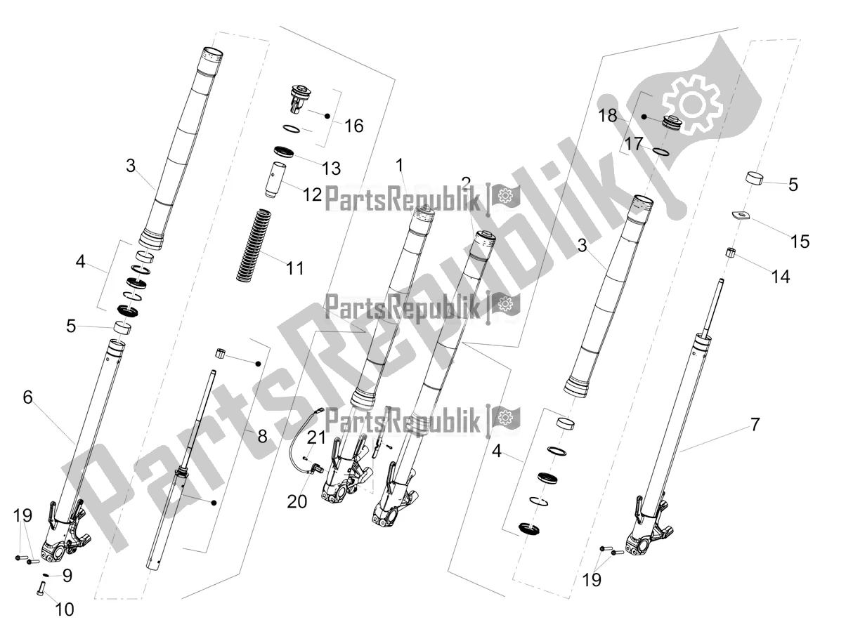 Wszystkie części do Przedni Widelec Kayaba Aprilia Shiver 900 ABS USA 2020