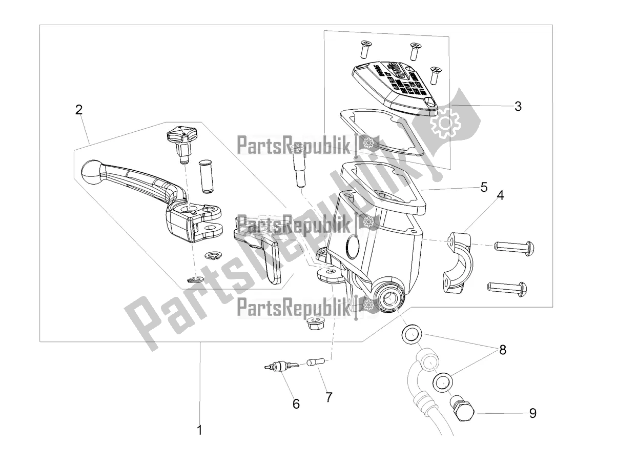 Todas as partes de Cilindro Mestre Dianteiro do Aprilia Shiver 900 ABS USA 2020