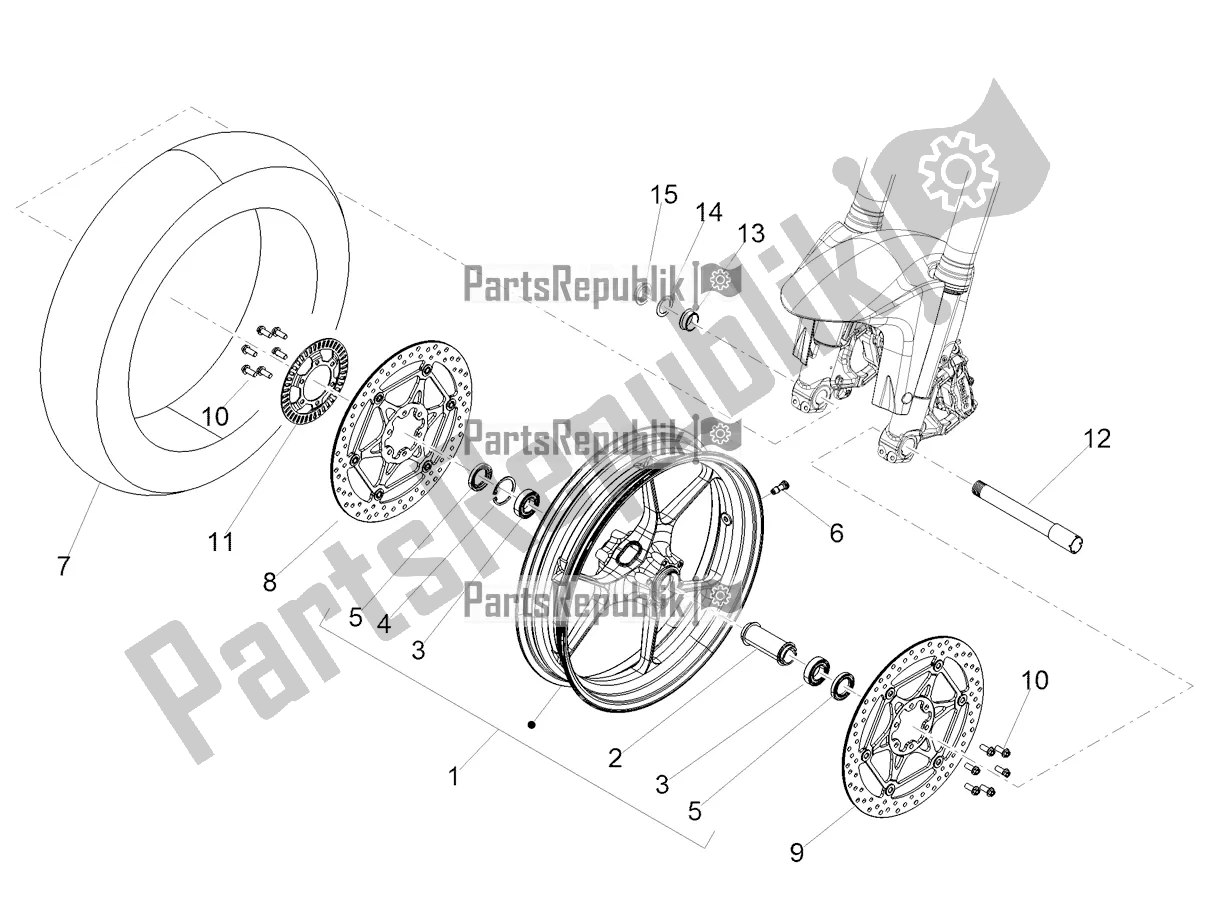 Alle Teile für das Vorderrad des Aprilia Shiver 900 ABS USA 2020