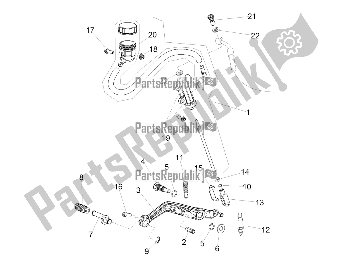 Todas as partes de Cilindro Mestre Traseiro do Aprilia Shiver 900 ABS USA 2020