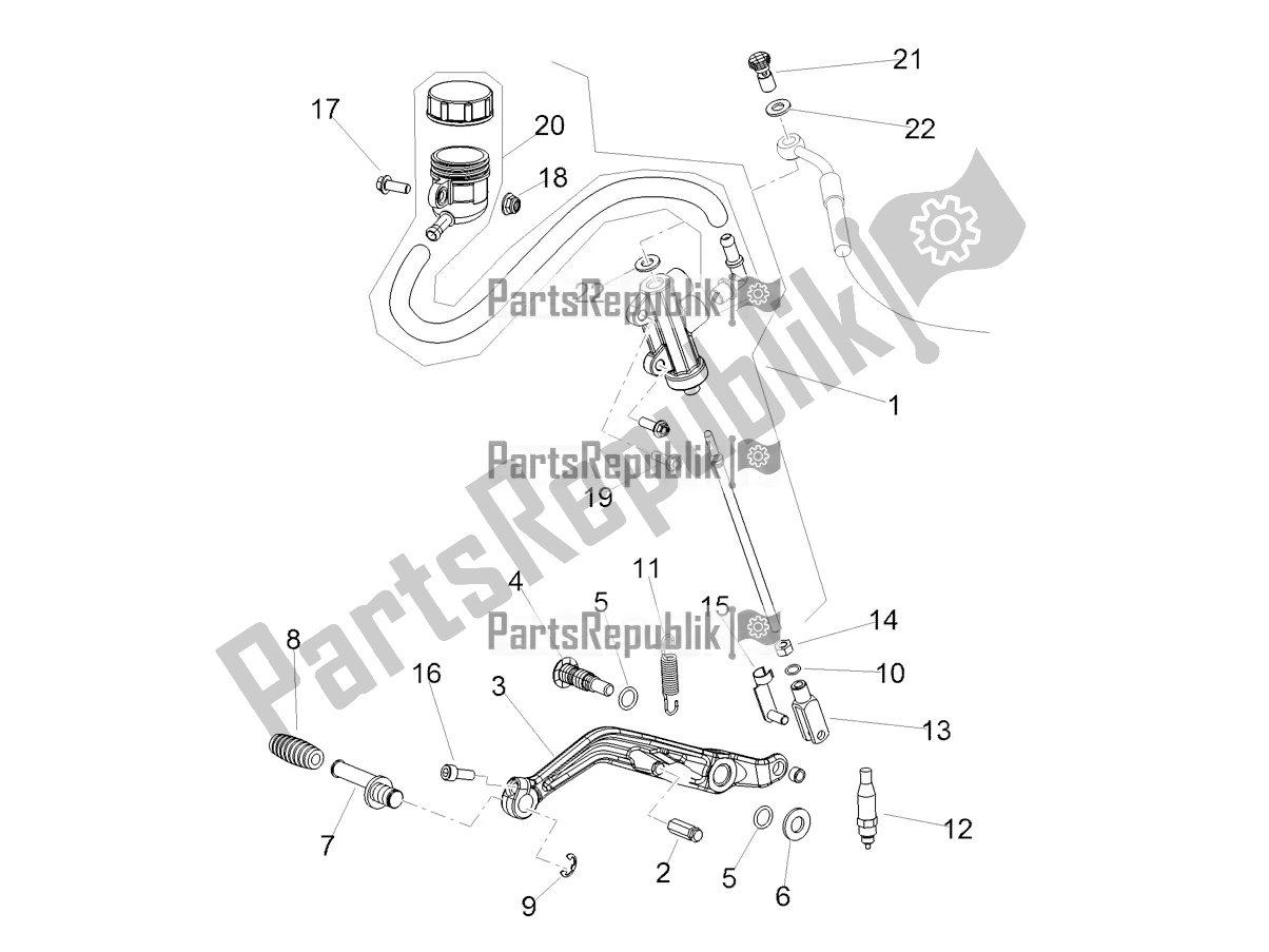 Todas as partes de Cilindro Mestre Traseiro do Aprilia Shiver 900 ABS USA 2020