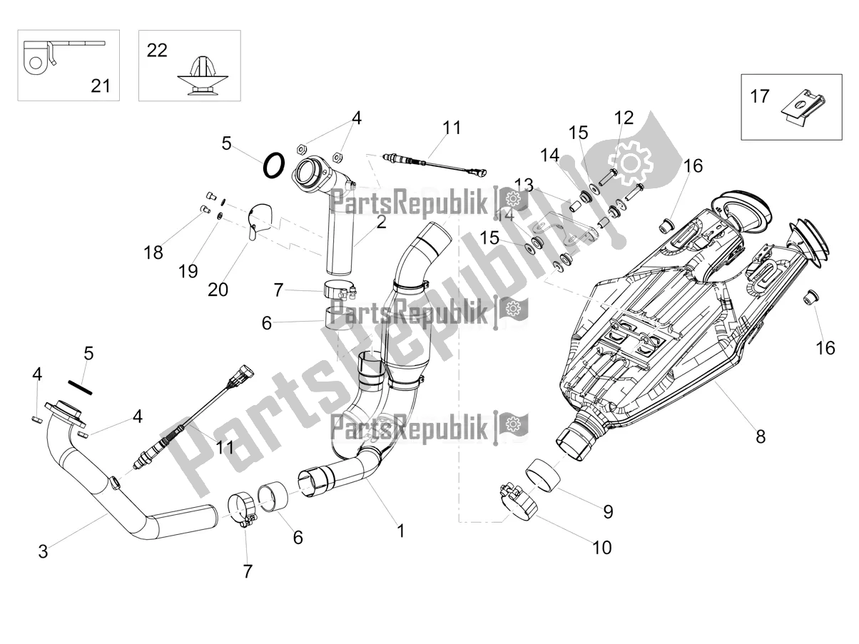 Alle onderdelen voor de Uitlaat van de Aprilia Shiver 900 ABS USA 2021
