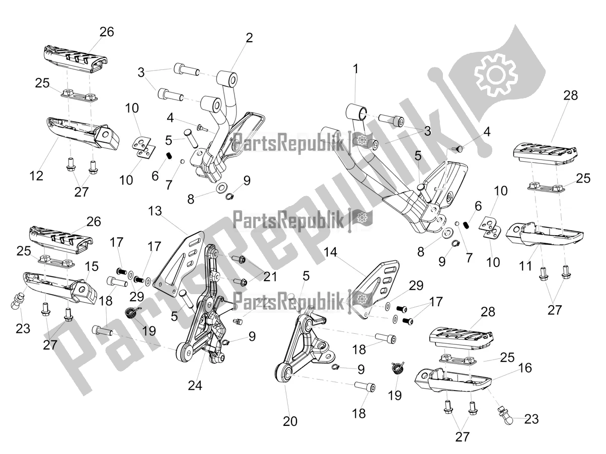 Todas as partes de Descansos Para Os Pés do Aprilia Shiver 900 ABS USA 2021