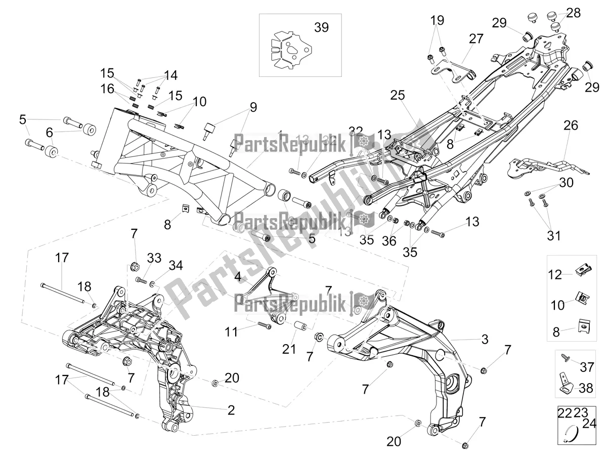 All parts for the Frame of the Aprilia Shiver 900 ABS USA 2021