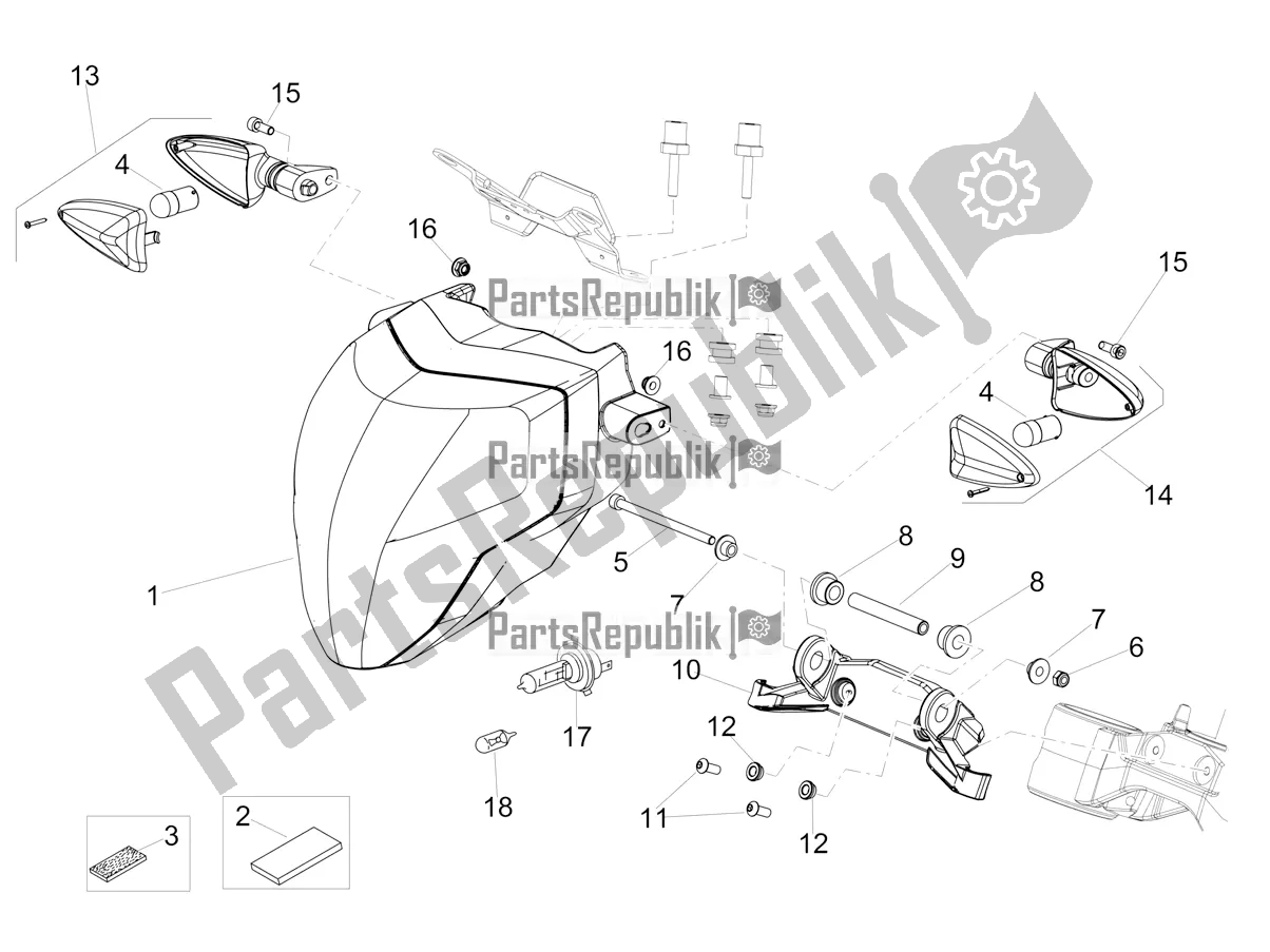 Todas as partes de Luzes Dianteiras do Aprilia Shiver 900 ABS USA 2021