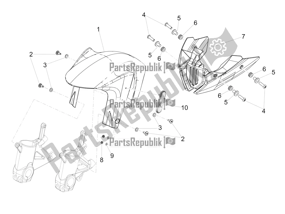 Todas as partes de Pilar-guarda-lamas Dianteiro do Aprilia Shiver 900 ABS USA 2022