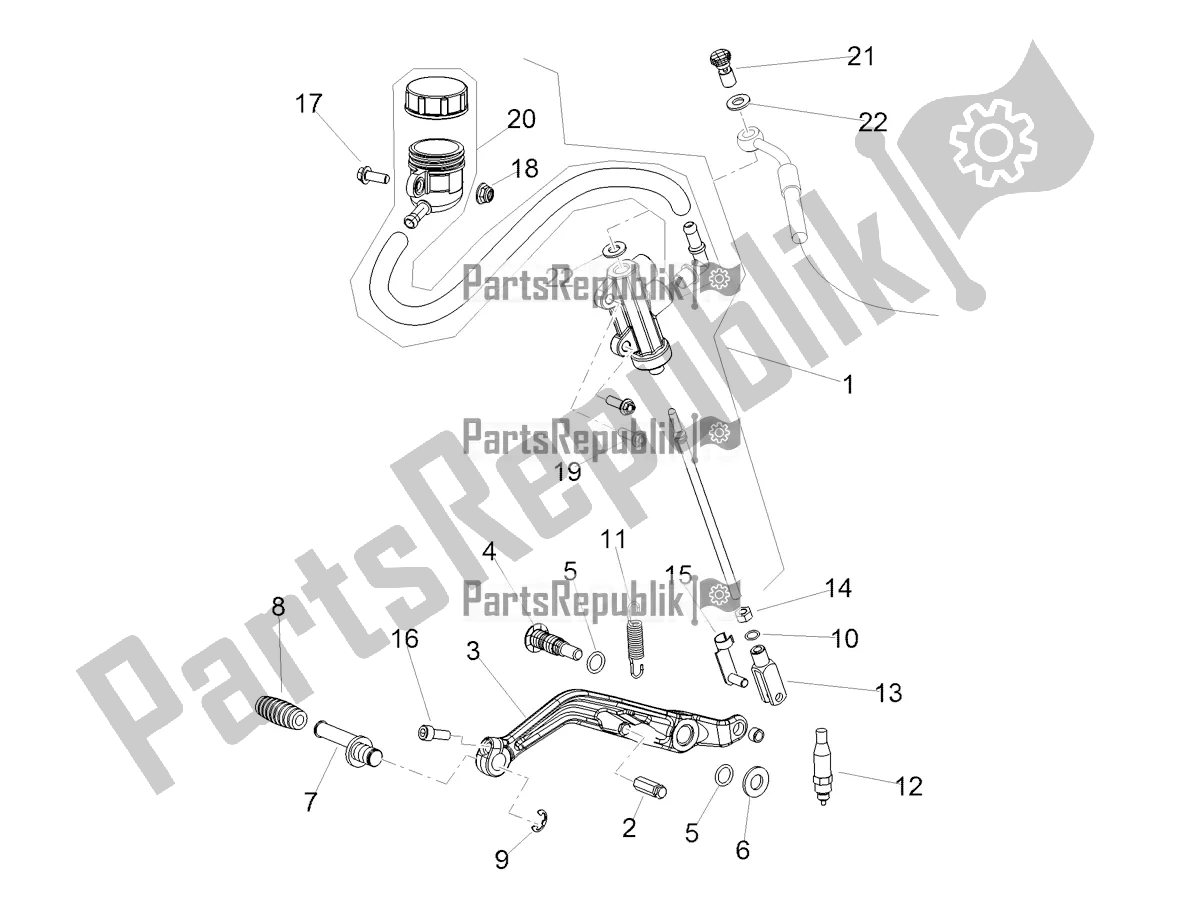 Alle onderdelen voor de Achterste Hoofdcilinder van de Aprilia Shiver 900 ABS USA 2022
