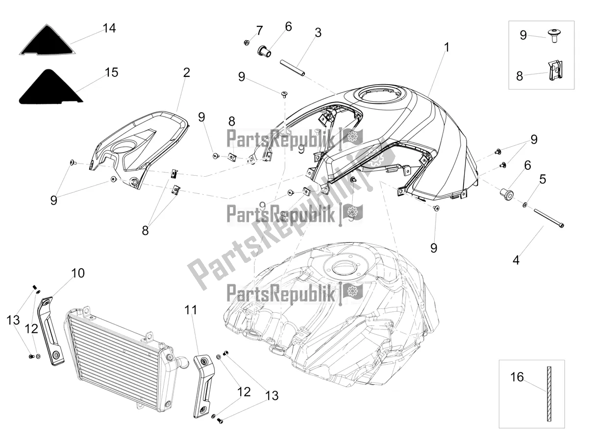 Tutte le parti per il Coperchio Del Serbatoio del Aprilia Shiver 900 ABS USA 2022