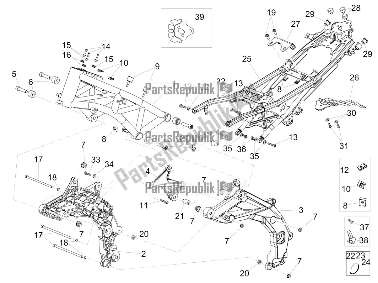 Tutte le parti per il Telaio del Aprilia Shiver 900 E4 ABS 2017-2018 Emea, Latam 2017