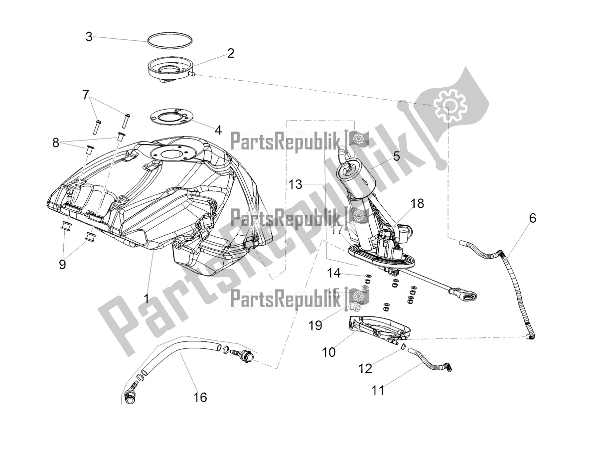 Tutte le parti per il Serbatoio Di Carburante del Aprilia Shiver 900 E4 ABS 2017-2018 Emea, Latam 2017