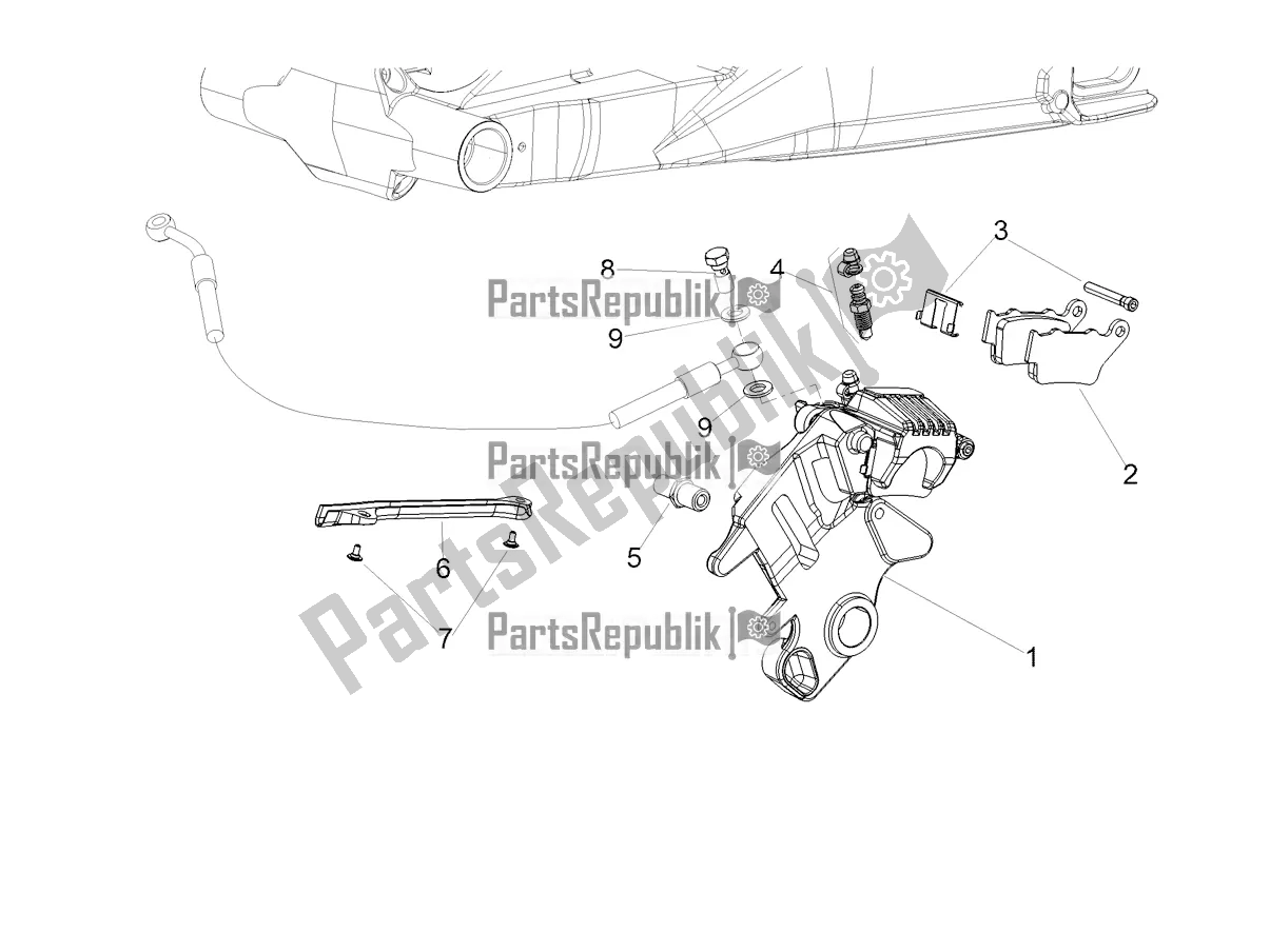 All parts for the Rear Brake Caliper of the Aprilia Shiver 900 E4 ABS 2017-2018 Emea, Latam 2017