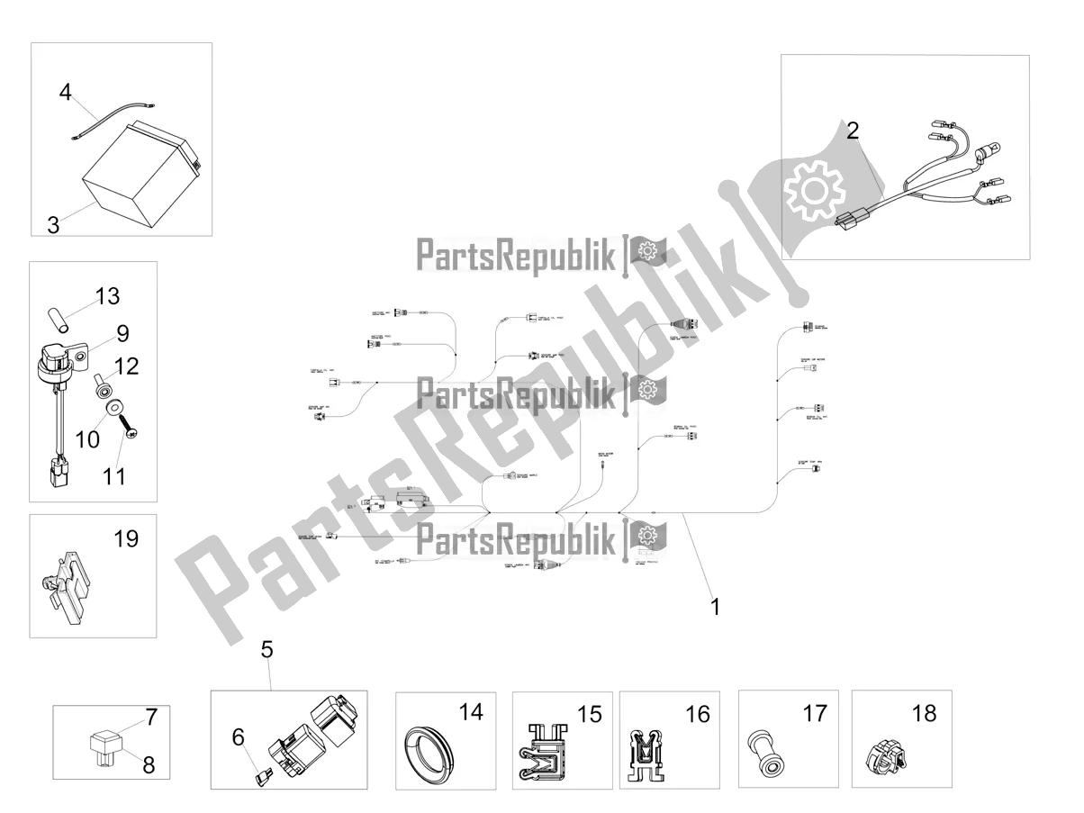 All parts for the Rear Electrical System of the Aprilia Shiver 900 E4 ABS 2017-2018 Emea, Latam 2017