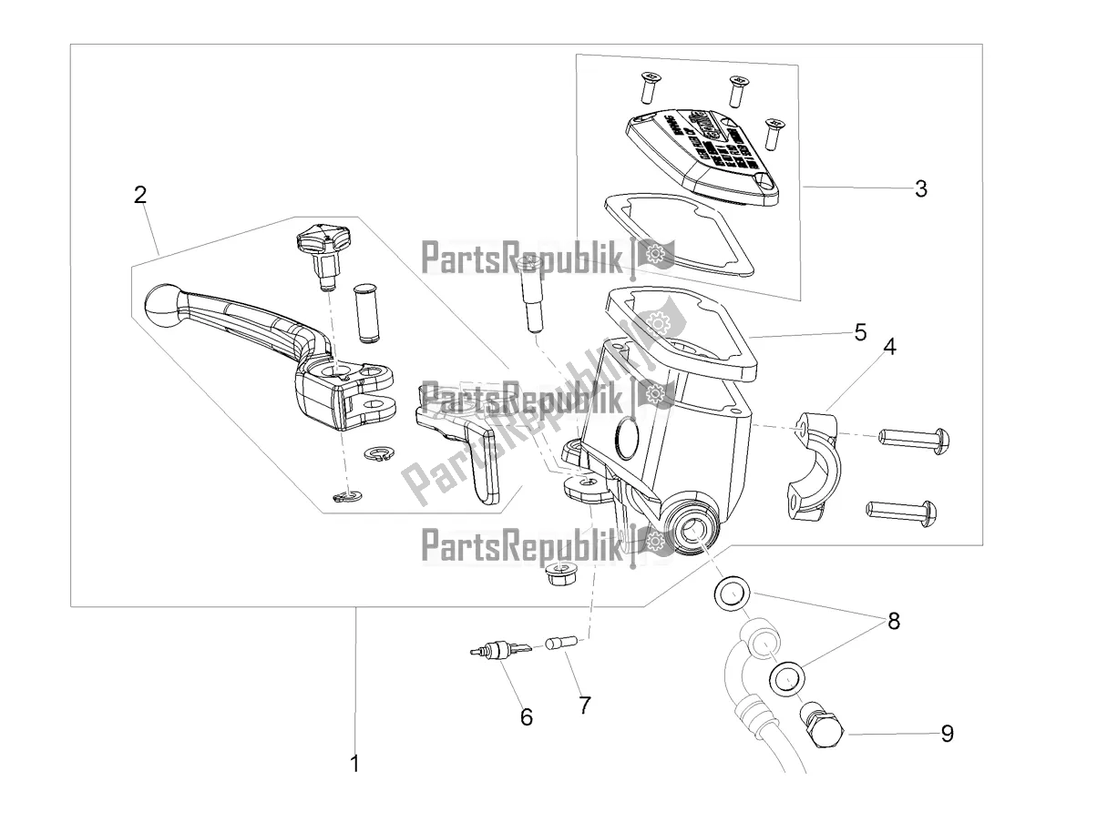 Todas as partes de Cilindro Mestre Dianteiro do Aprilia Shiver 900 E4 ABS 2017-2018 Emea, Latam 2018