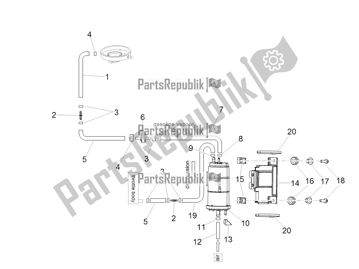 Toutes les pièces pour le Système De Récupération De Vapeur De Carburant du Aprilia Shiver 900 E4 ABS 2017-2018 Emea, Latam 2018