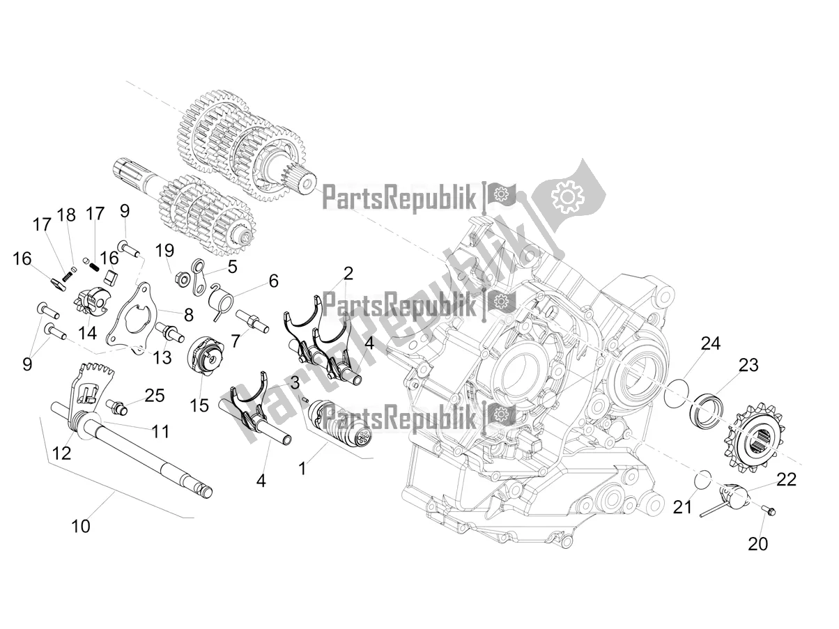 Toutes les pièces pour le Boîte De Vitesses / Sélecteur / Came De Changement De Vitesse du Aprilia Shiver 900 E4 ABS 2017-2018 Emea, Latam 2018