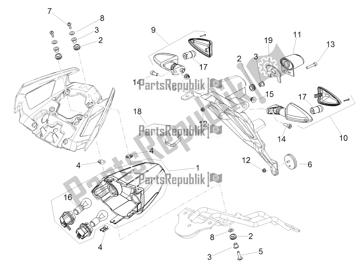 Alle Teile für das Rücklichter des Aprilia Shiver 900 E4 ABS 2017-2018 Emea, Latam 2018
