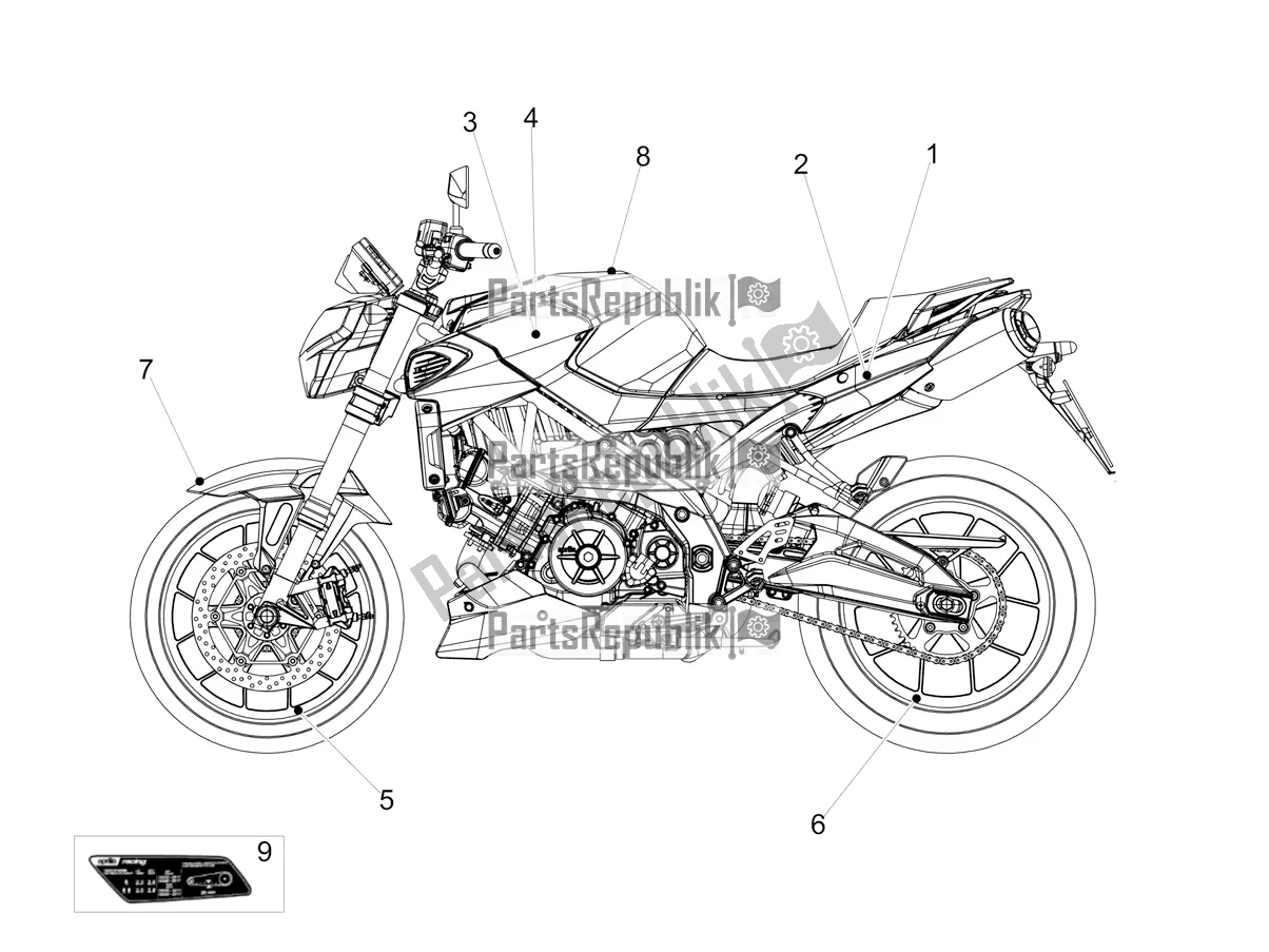 Wszystkie części do Kalkomania Aprilia Shiver 900 E4 ABS 2017-2018 Emea, Latam 2019