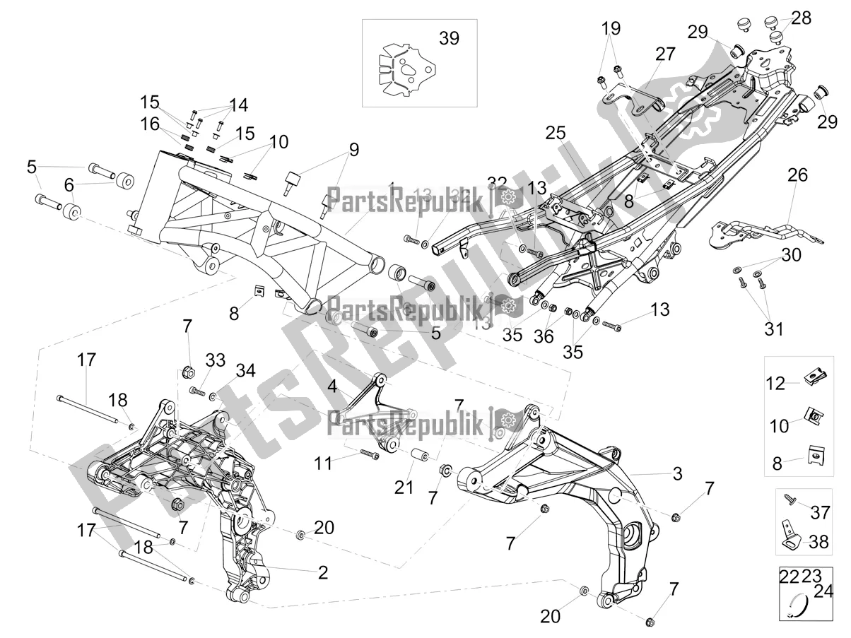 Tutte le parti per il Telaio del Aprilia Shiver 900 E4 ABS 2017-2018 Emea, Latam 2019