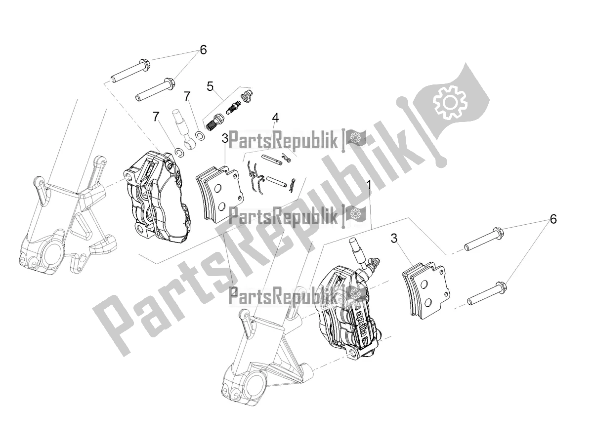 All parts for the Front Brake Caliper of the Aprilia Shiver 900 E4 ABS 2017-2018 Emea, Latam 2019