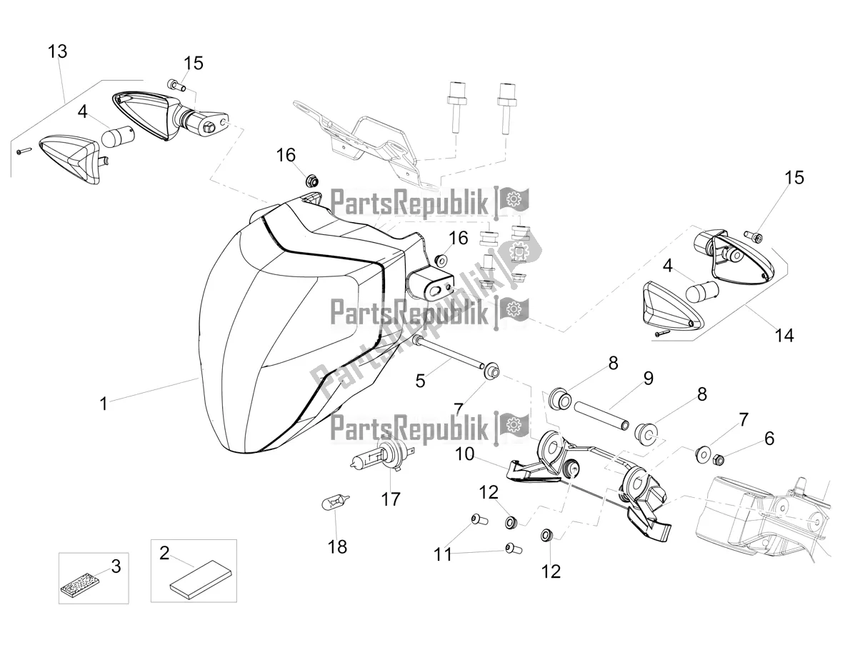 Toutes les pièces pour le Feux Avant du Aprilia Shiver 900 E4 ABS 2017-2018 Emea, Latam 2019