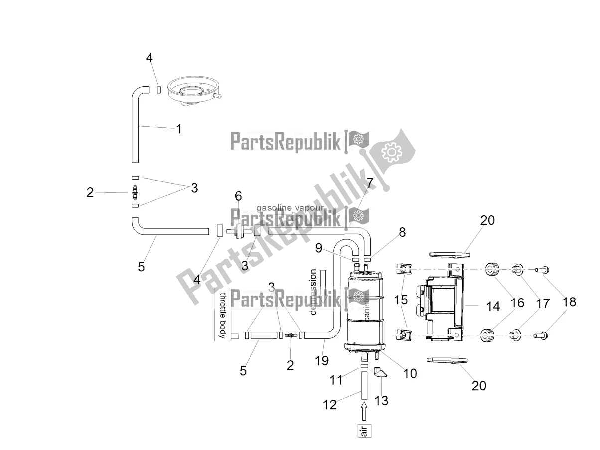 Toutes les pièces pour le Système De Récupération De Vapeur De Carburant du Aprilia Shiver 900 E4 ABS 2017-2018 Emea, Latam 2019