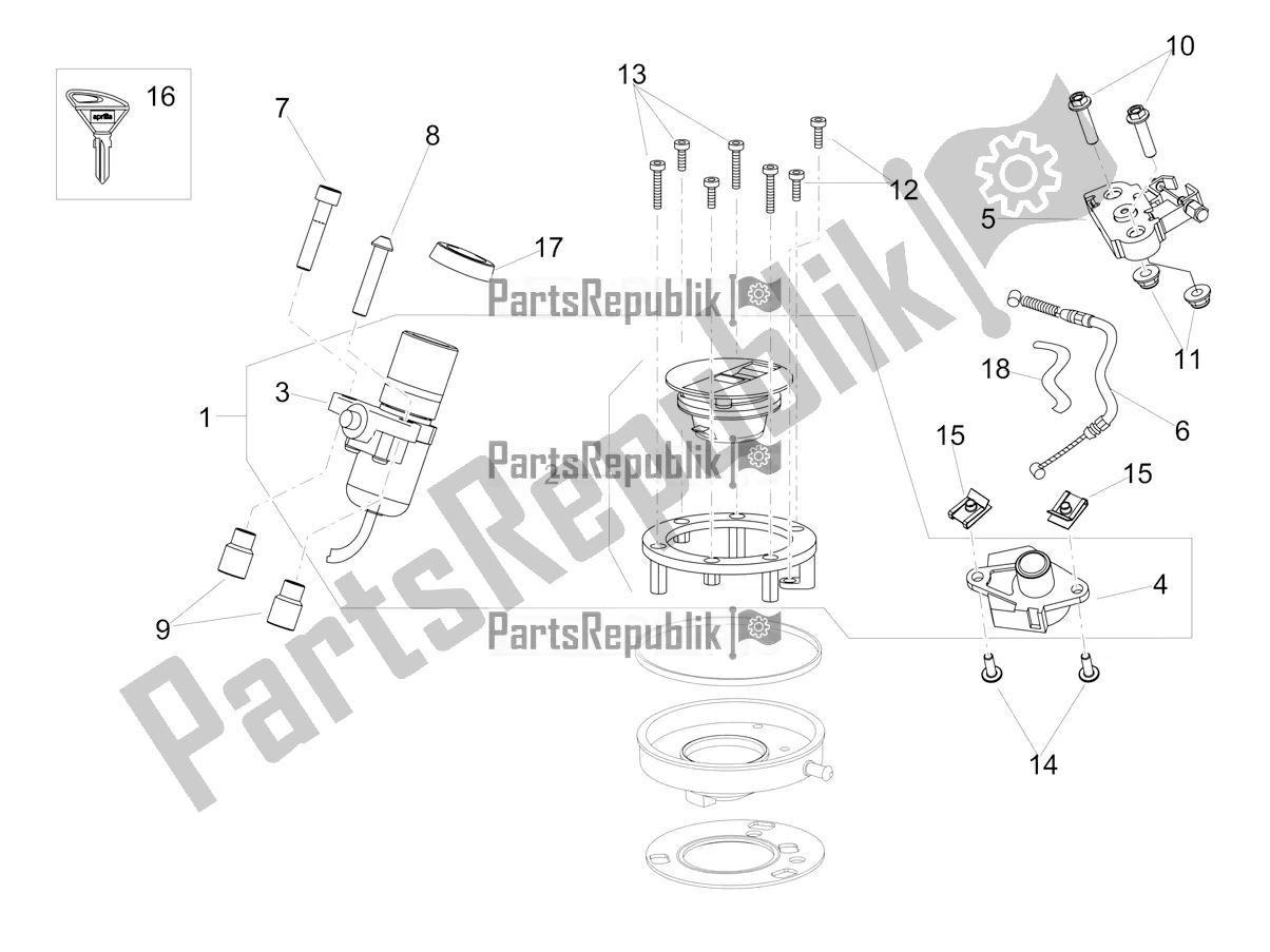 All parts for the Locks of the Aprilia Shiver 900 E4 ABS 2017-2018 Emea, Latam 2019