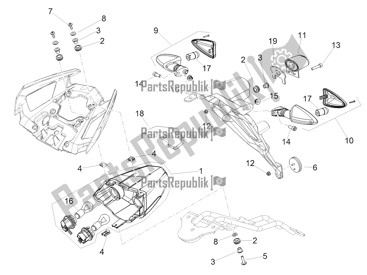 Tutte le parti per il Luci Posteriori del Aprilia Shiver 900 E4 ABS 2017-2018 Emea, Latam 2019