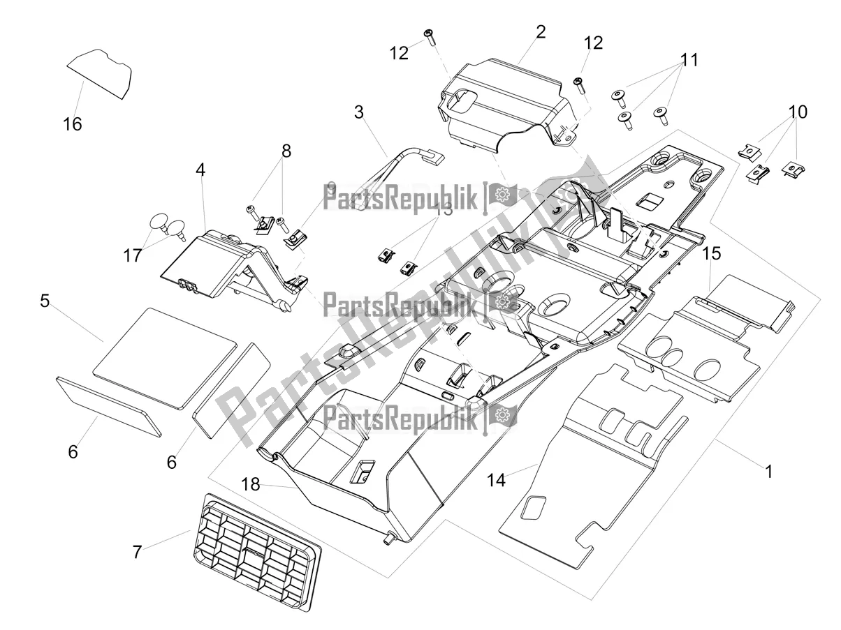 All parts for the Saddle Compartment of the Aprilia Shiver 900 E4 ABS 2017-2018 Emea, Latam 2019